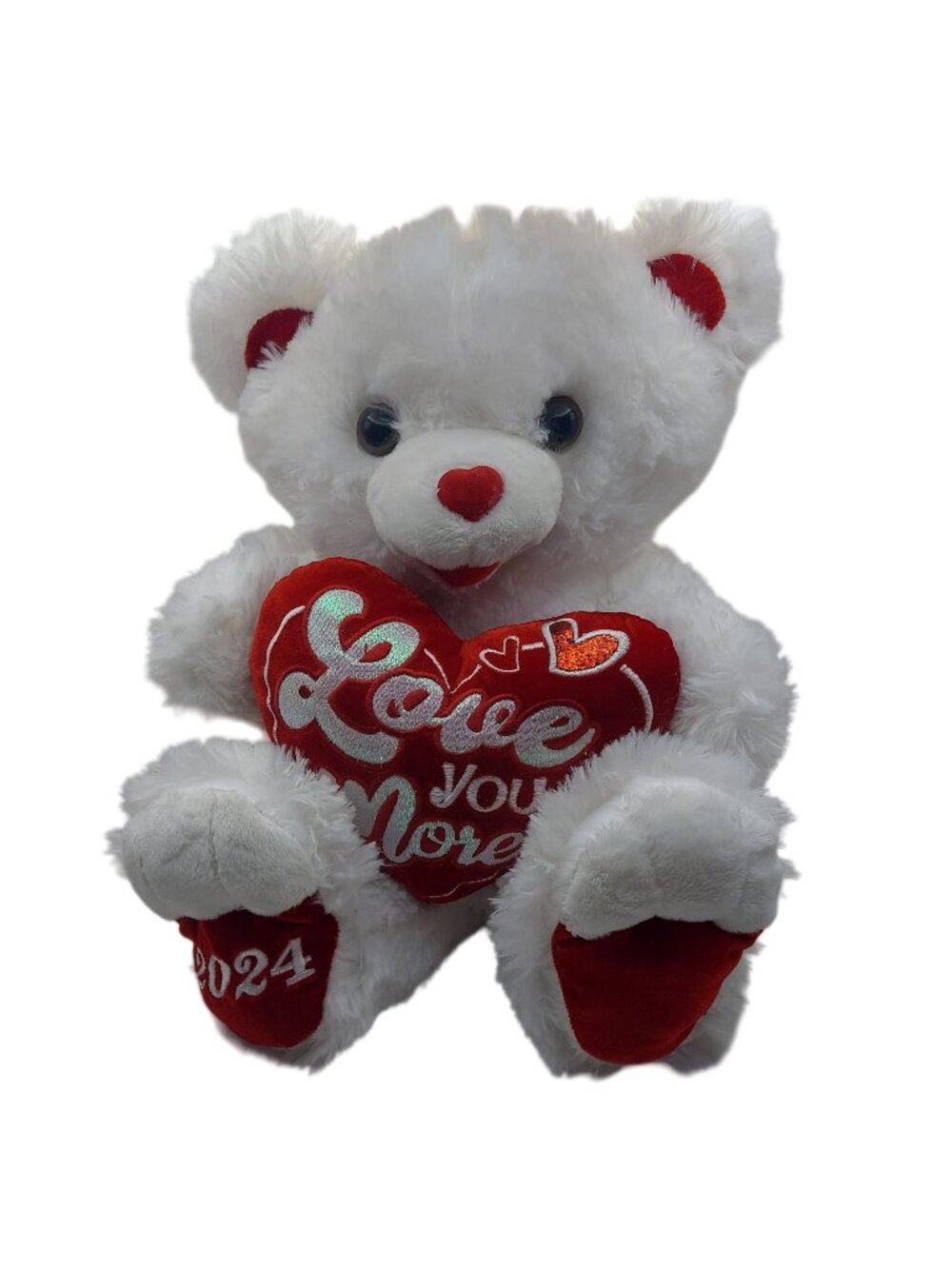 Sweetheart Teddy Bear White Plush Love You More Heart 2024 Valentines Day Gift